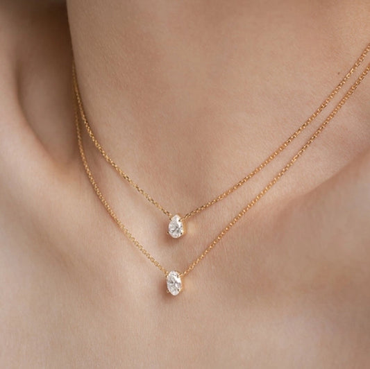 Collar con dije de circonia básico simple casual formal
