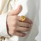 Anillo chunky corazón grande tendencia básico