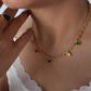 Collar estilo simple con corazones de circonias multicolor