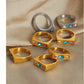 Anillo rectangular con piedras corazón cristal casual formal