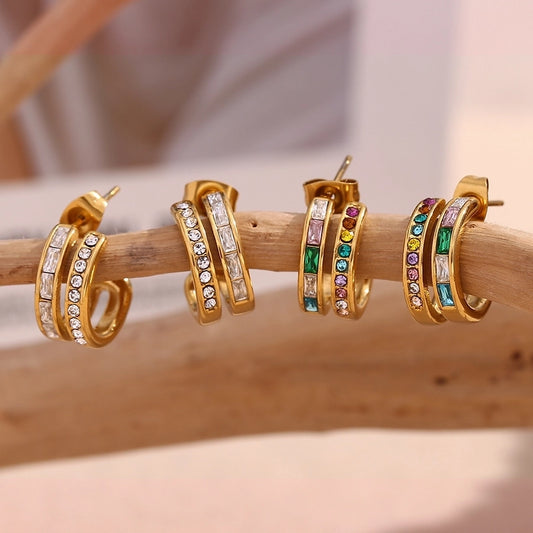 Arracadas circonias estilo vintage