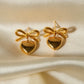 Aretes románticos de corazón con moño