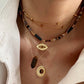 Juego de collares y anillo layering piedra natural estilo étnico
