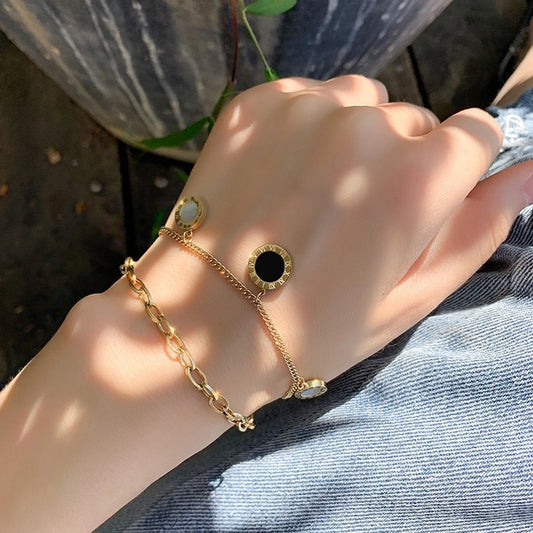 Pulsera doble en tendencia cadena charms